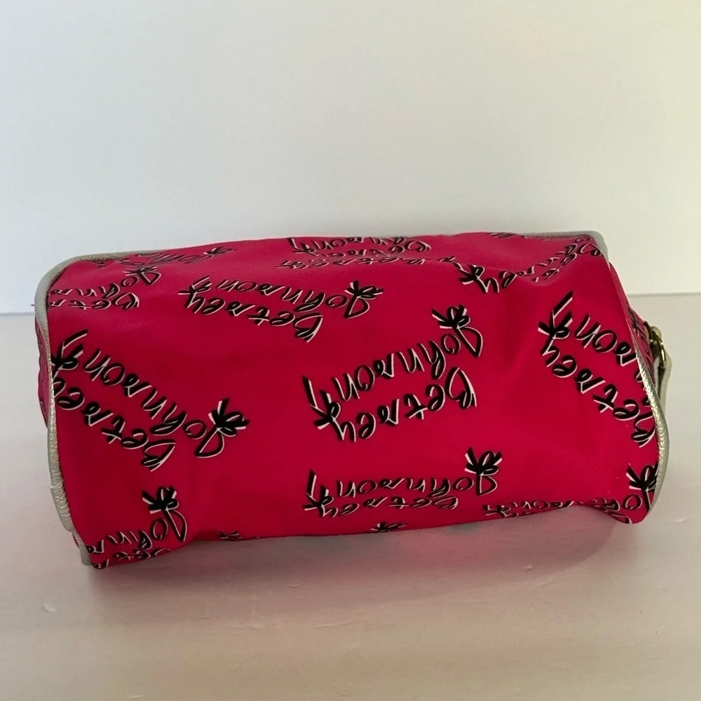 Betsey Johnson Fuchsia Cosmetic Case with Silver Accents